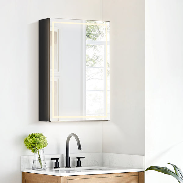 Hesili Rectangular Frameless Surface-Mount LED Lighted Bathroom Mirror Medicine Cabinet