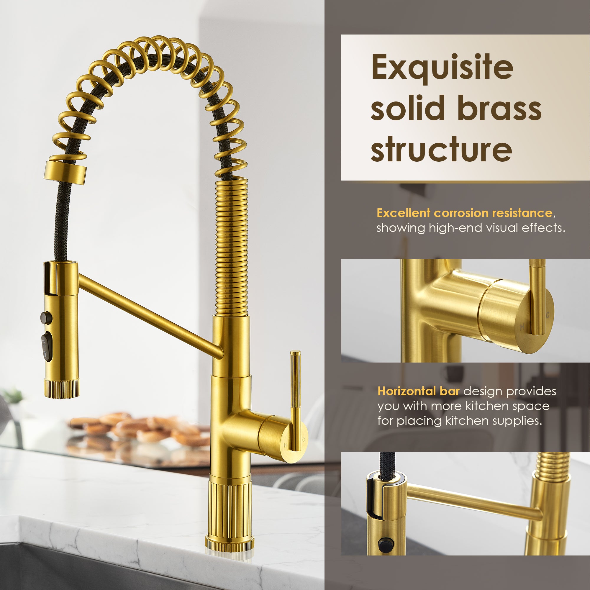 Nette Single-Handle Kitchen Faucet with Pull Down Sprayer