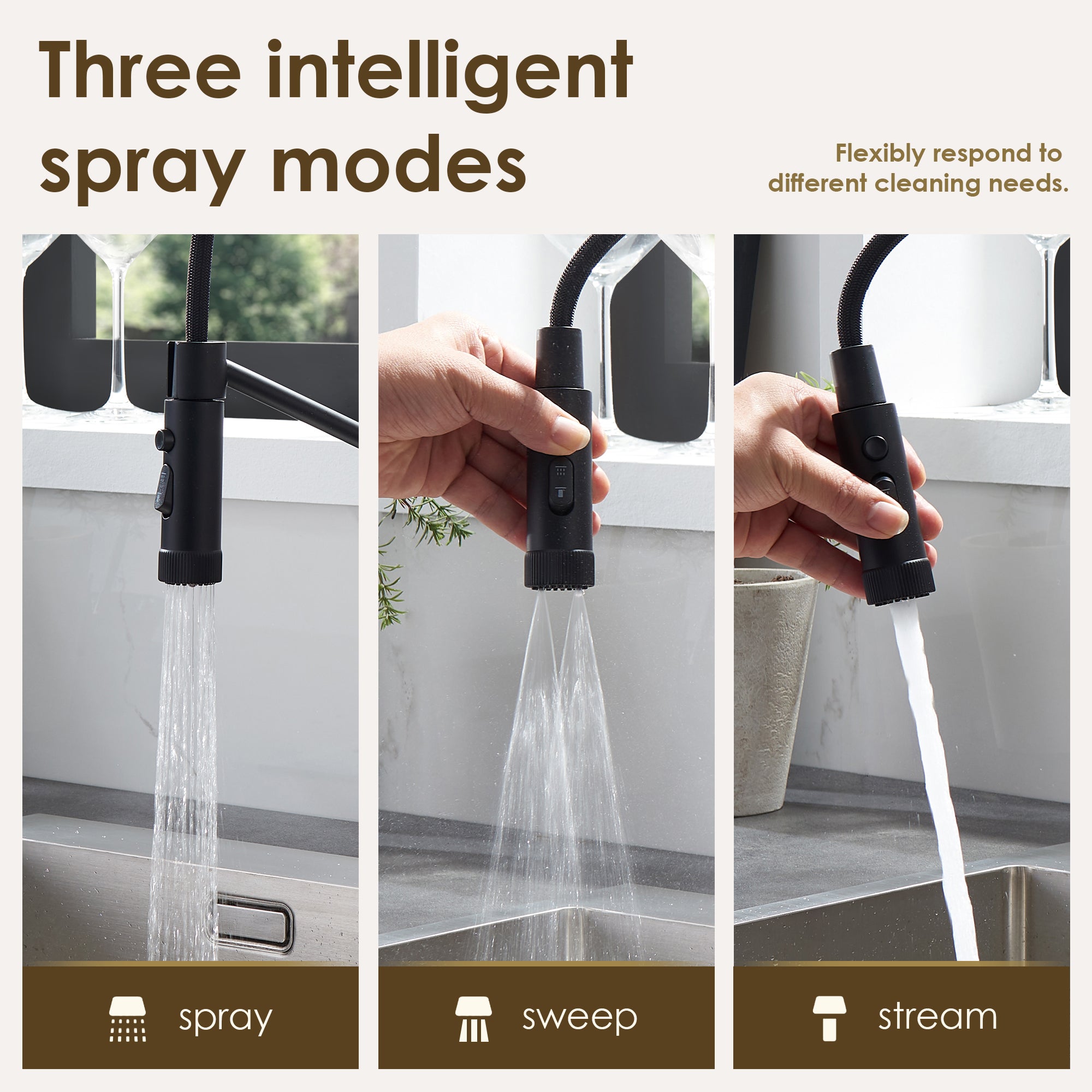 Nette Single-Handle Kitchen Faucet with Pull Down Sprayer
