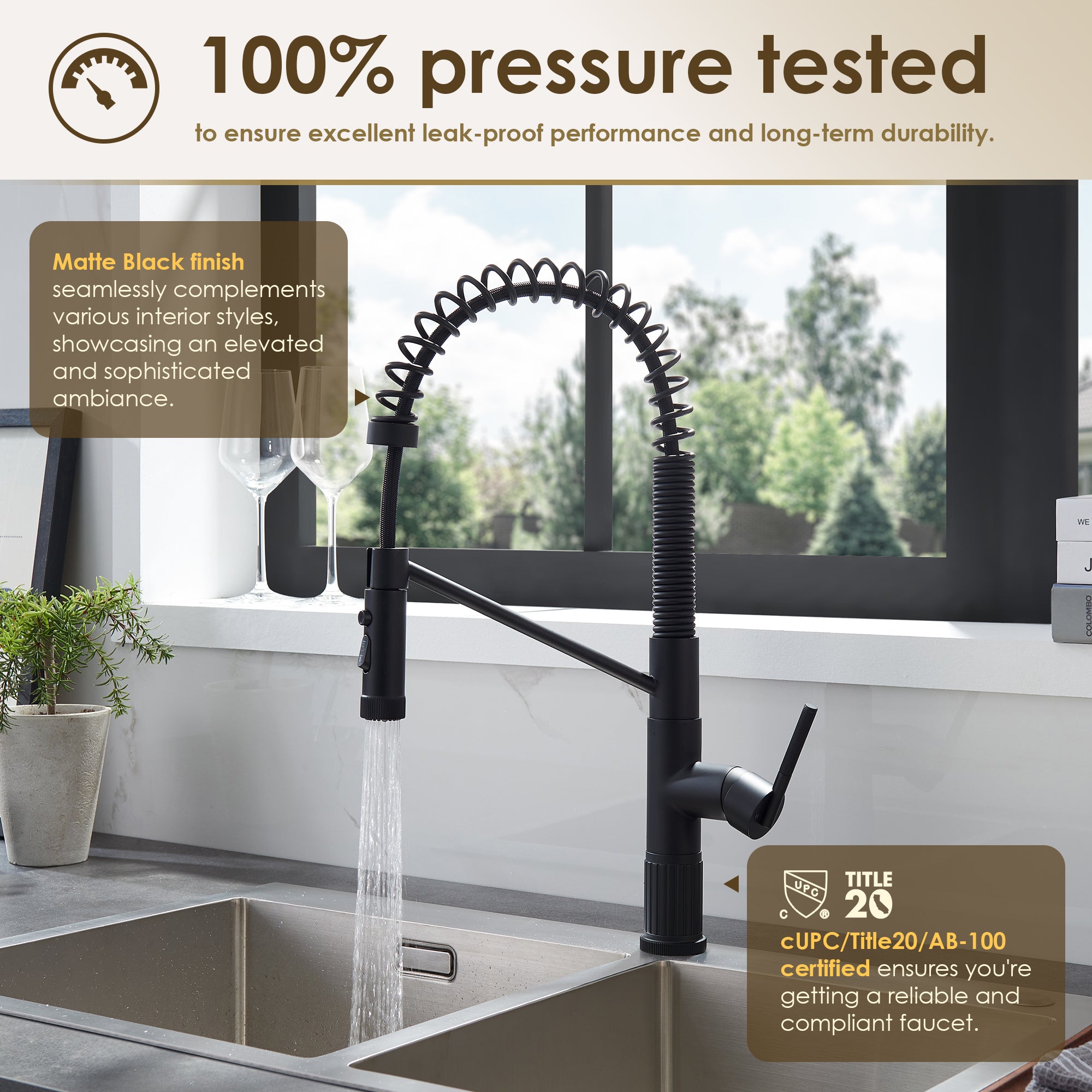 Nette Single-Handle Kitchen Faucet with Pull Down Sprayer