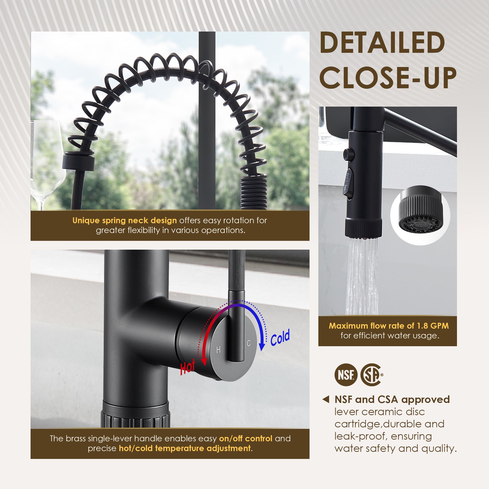 Nette Single-Handle Kitchen Faucet with Pull Down Sprayer