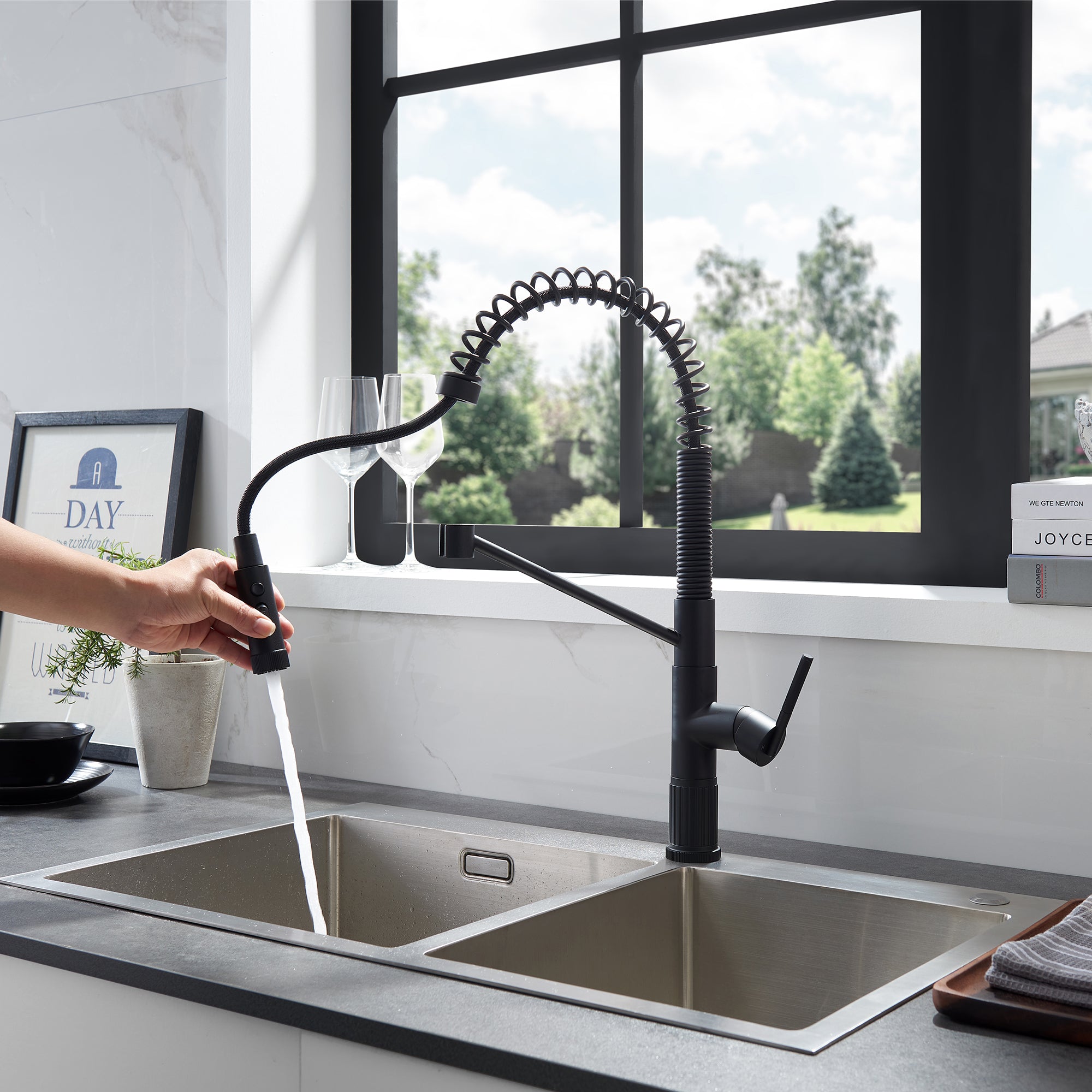 Nette Single-Handle Kitchen Faucet with Pull Down Sprayer