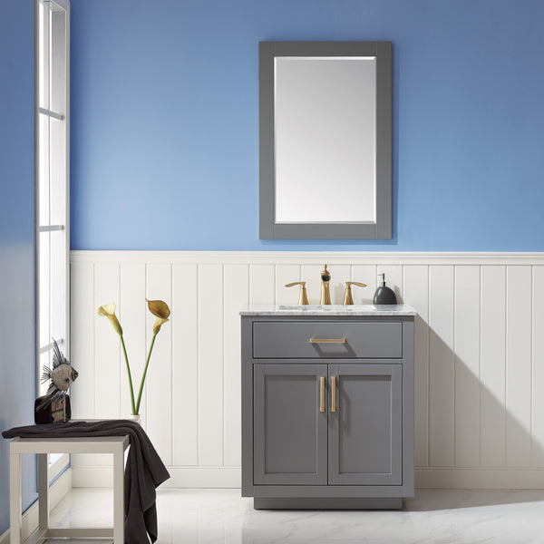 Ivy 30" Single Bathroom Vanity Set with Carrara White Marble Countertop