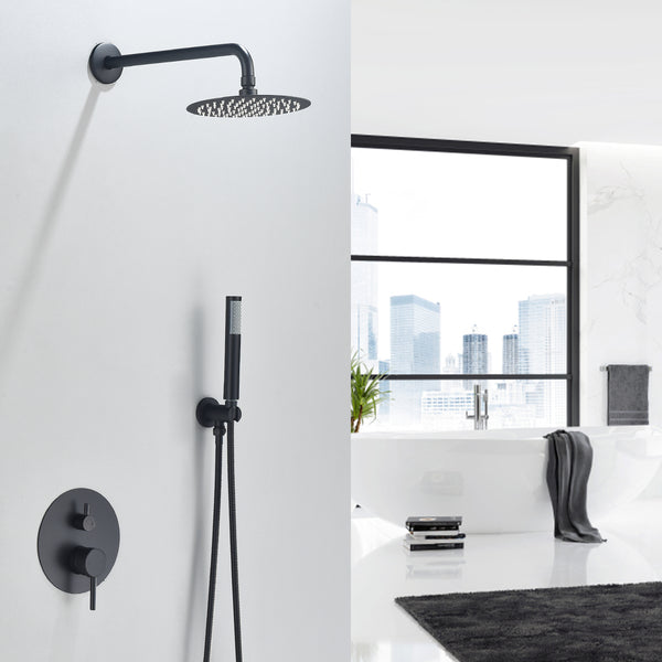Herne Complete Shower System with Rough-In Valve with 8 In. Round Rain Shower Head