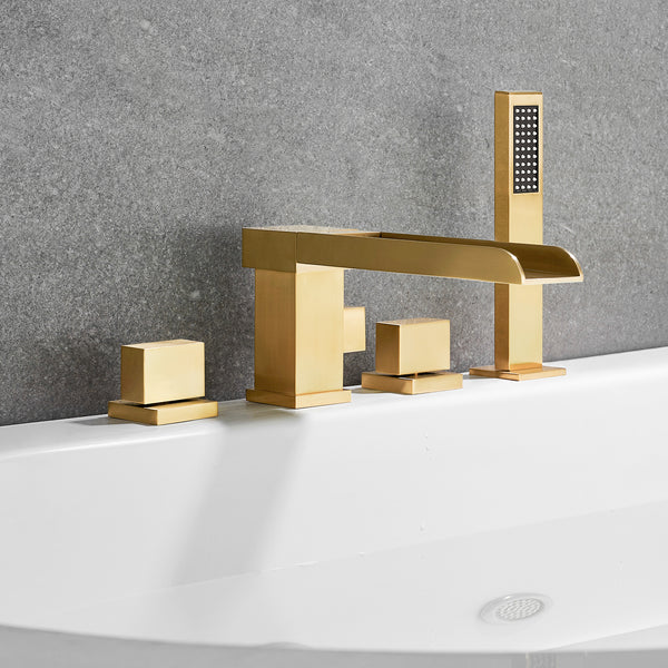 Nairn Deck-Mount Roman Waterfall Tub Filler with Handshower