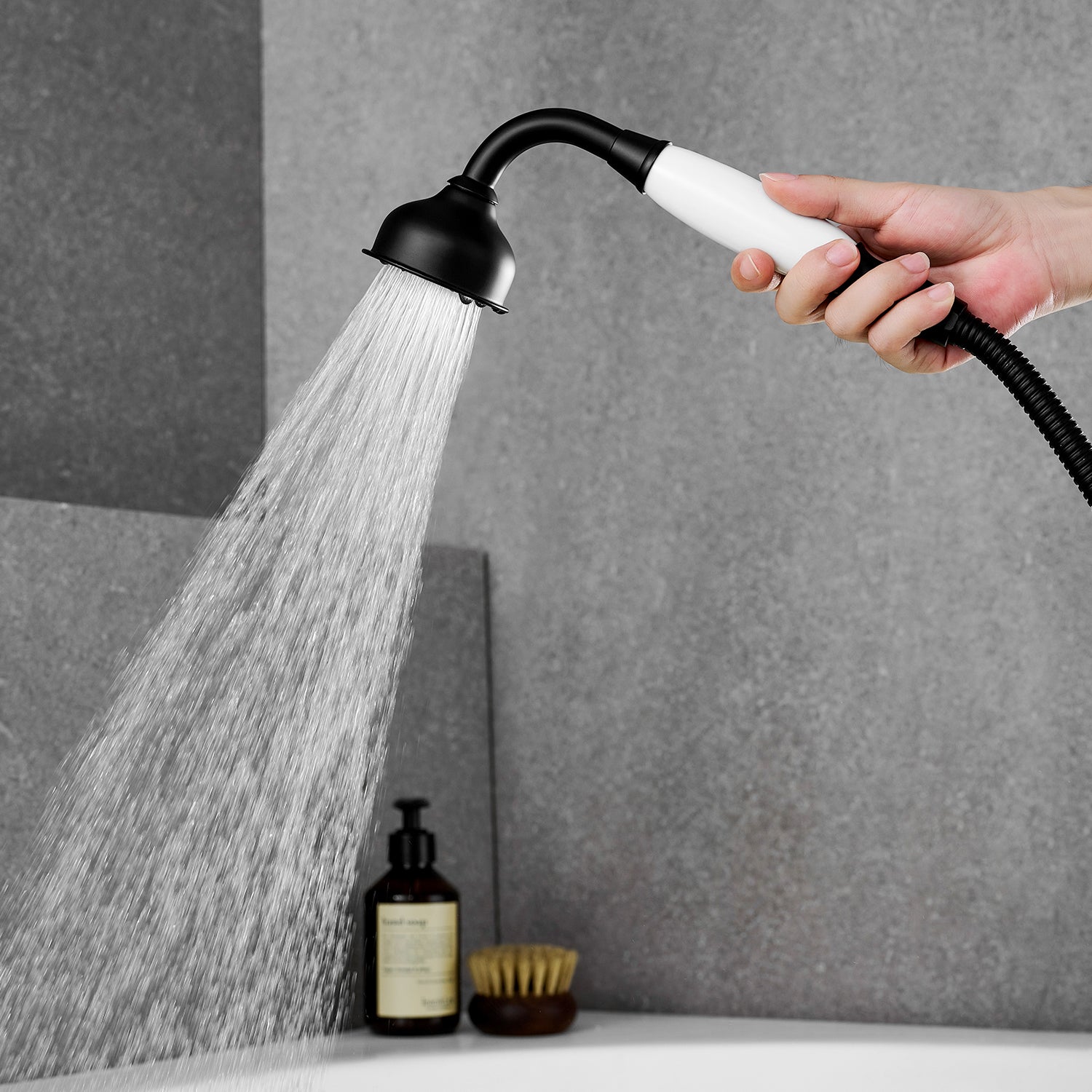 Vikran Triple Handle Deck-Mount Roman Tub Faucet Trim with Handshower