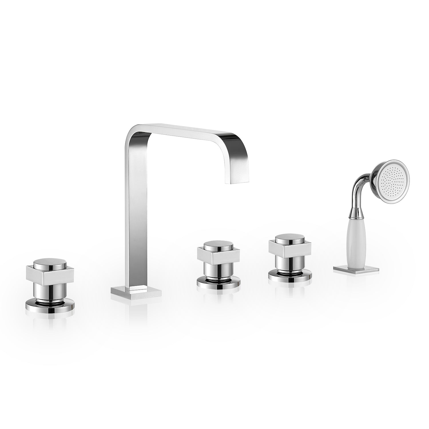 Vikran Triple Handle Deck-Mount Roman Tub Faucet Trim with Handshower