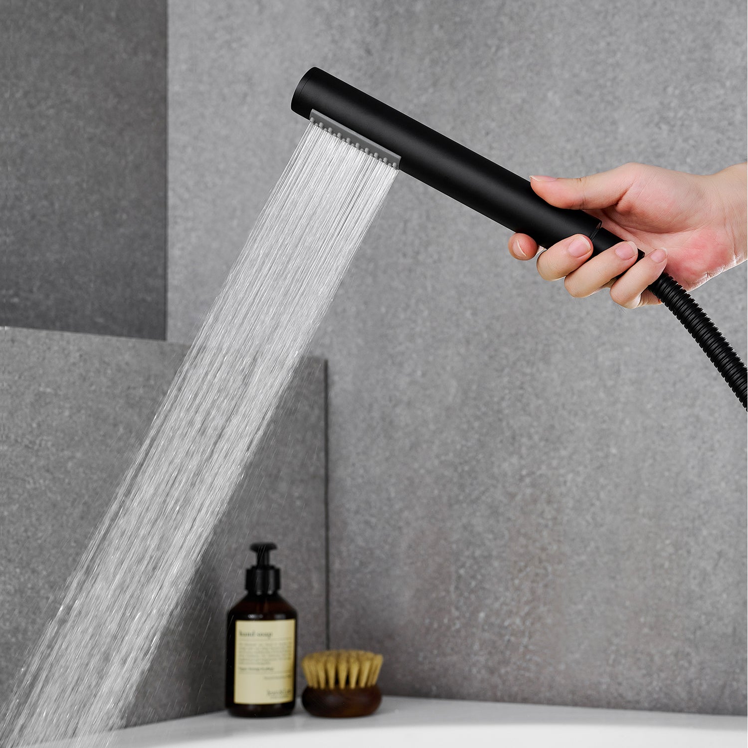 Recea Triple Handle Deck-Mount Roman Tub Faucet with Diverter and Handshower