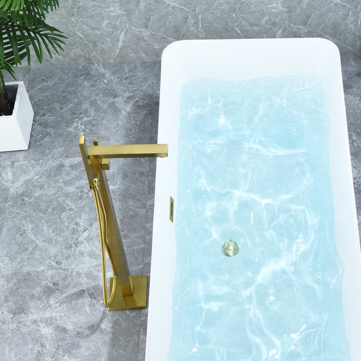 Campia Single Lever Handle Freestanding Floor Mounted Tub Filler with Handshower