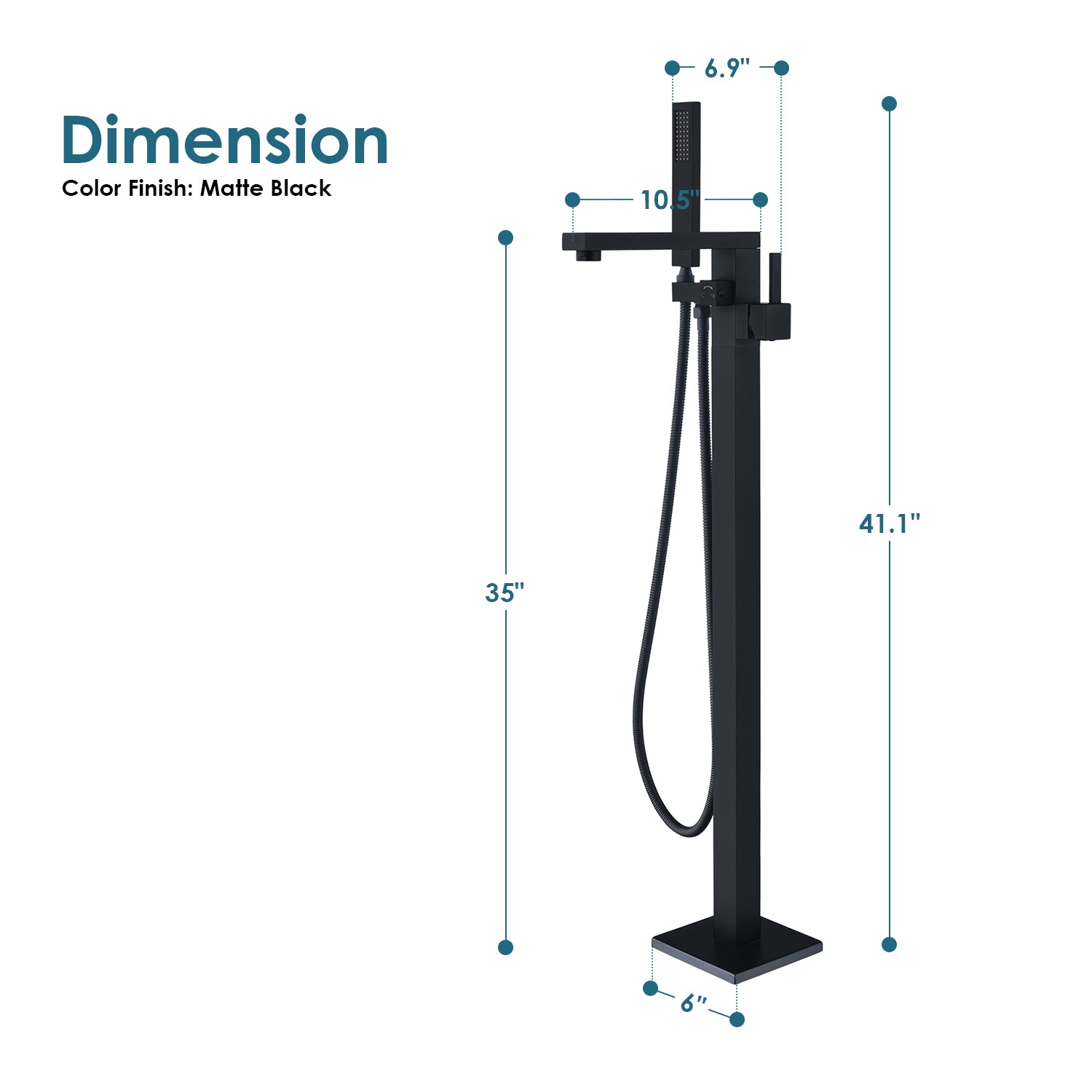 Campia Single Lever Handle Freestanding Floor Mounted Tub Filler with Handshower