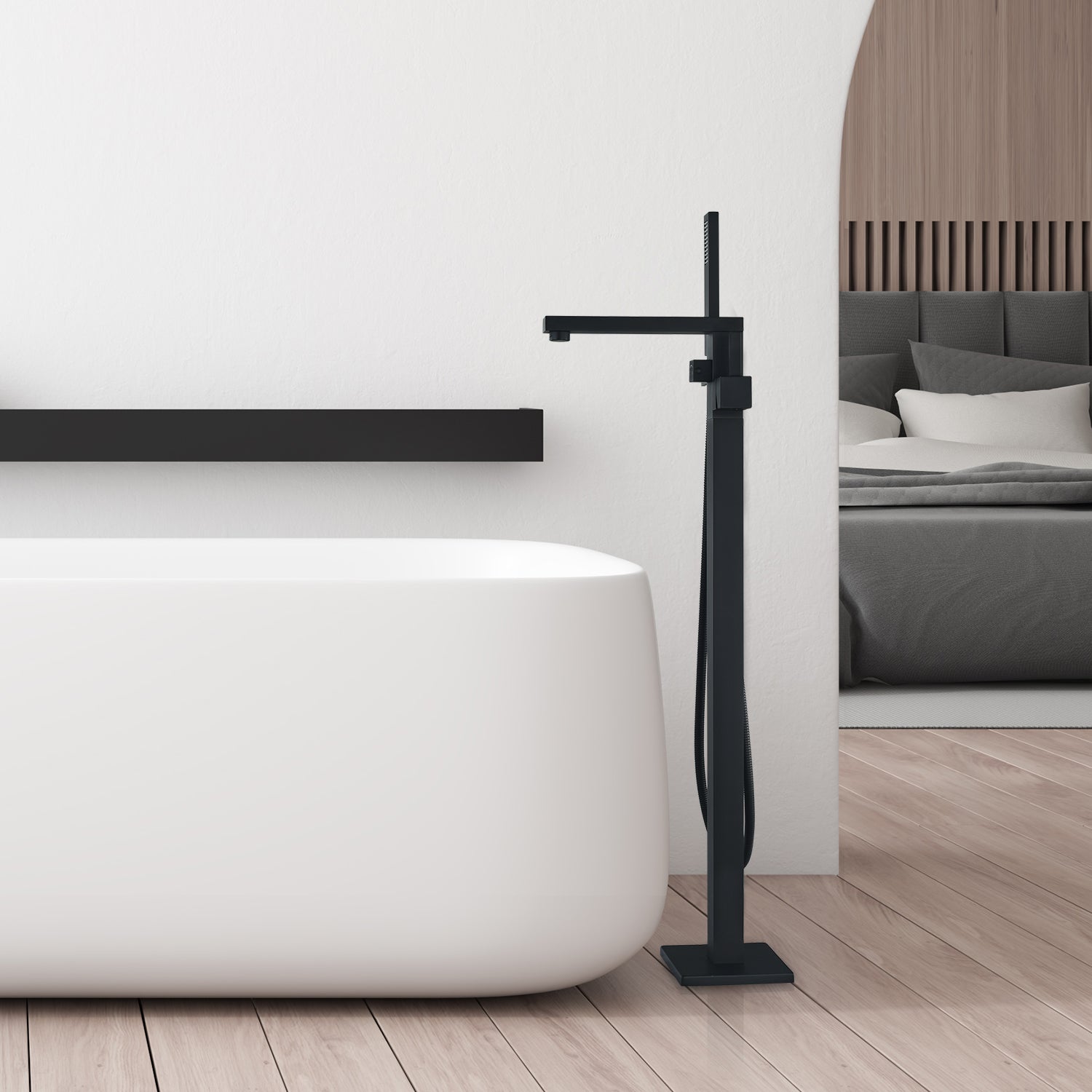 Campia Single Lever Handle Freestanding Floor Mounted Tub Filler with Handshower