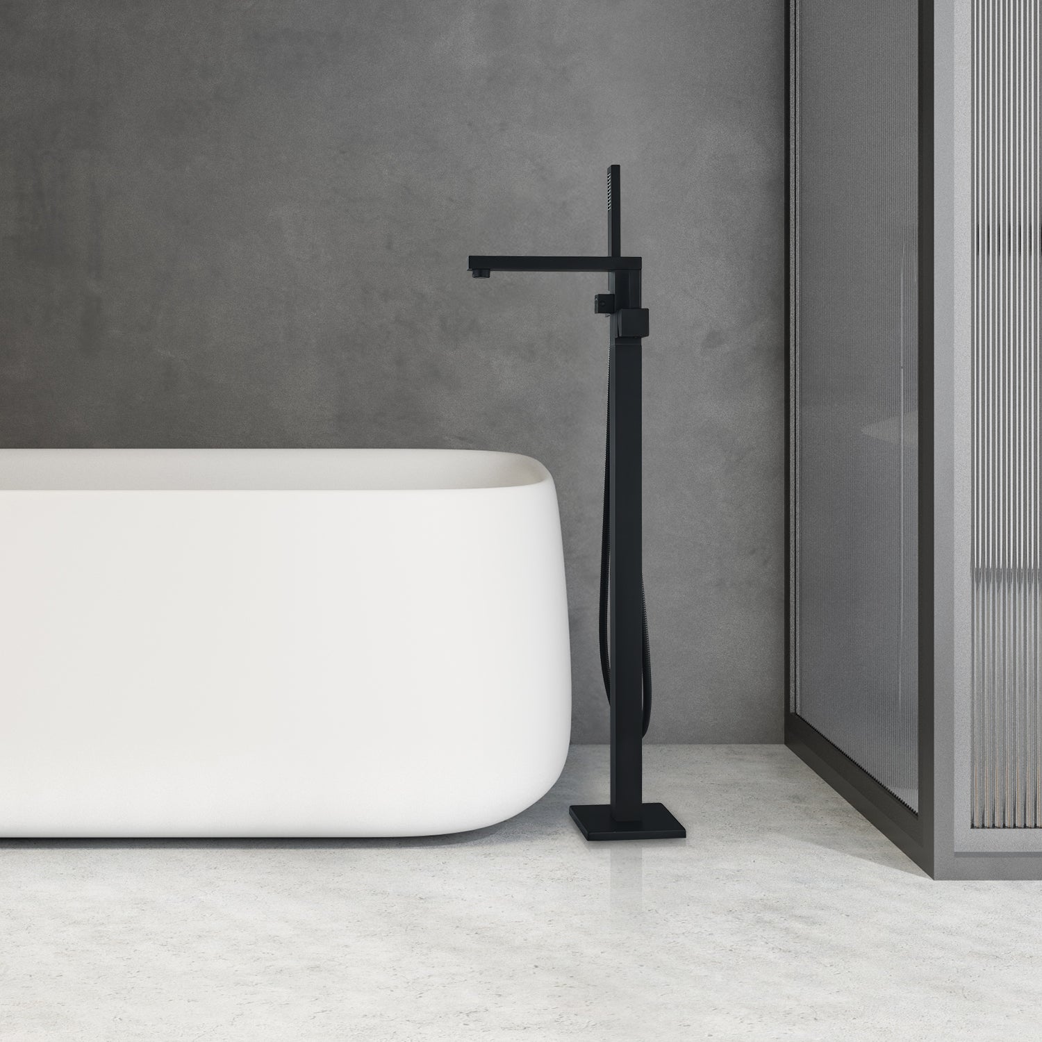 Campia Single Lever Handle Freestanding Floor Mounted Tub Filler with Handshower