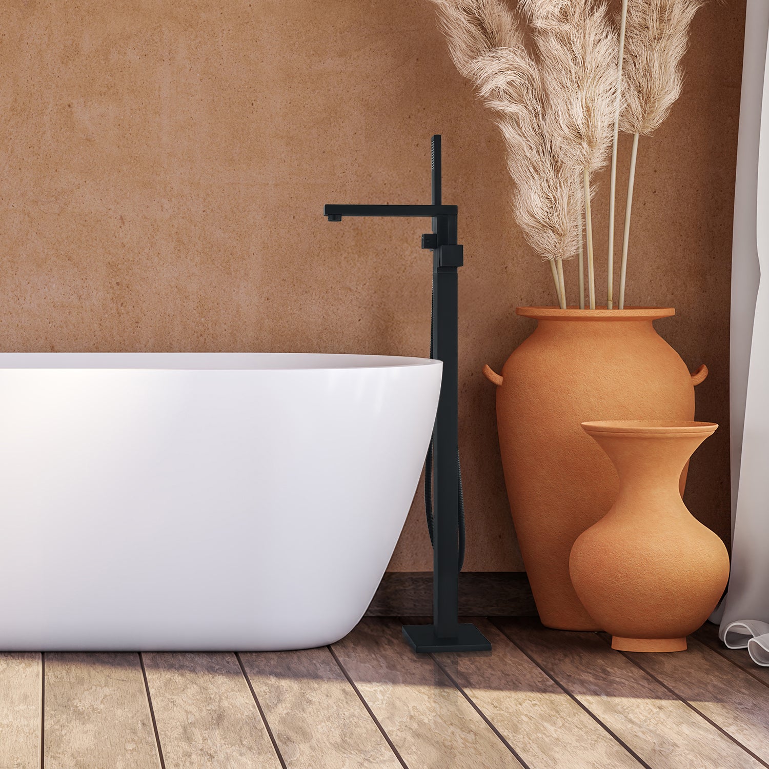 Campia Single Lever Handle Freestanding Floor Mounted Tub Filler with Handshower