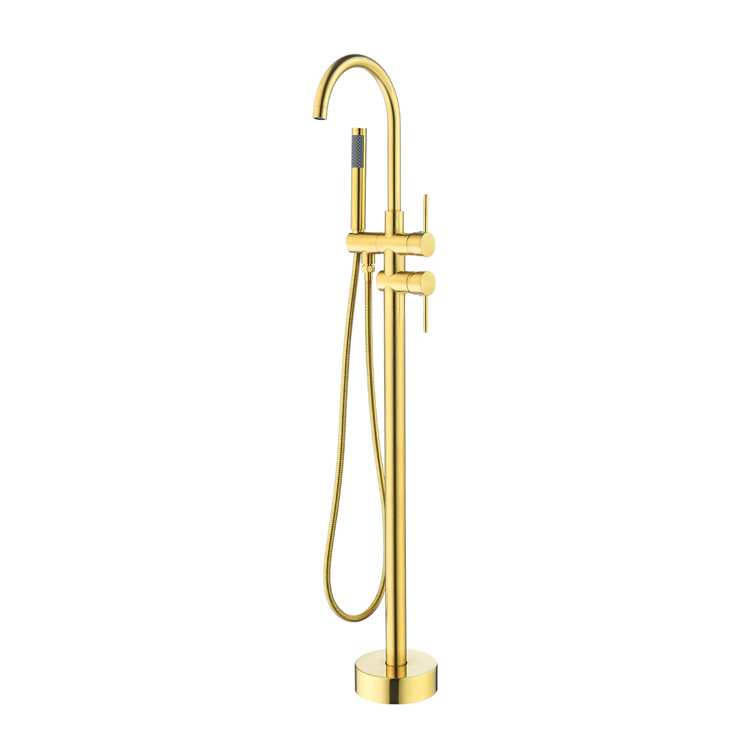 Assens Double Lever Handle Freestanding Floor Mounted Tub Filler with Handshower